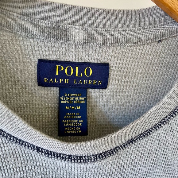 Polo Ralph Lauren Embroidered American Flag Logo Thermal Long Sleeve Tee in Gray - Picture 5 of 6